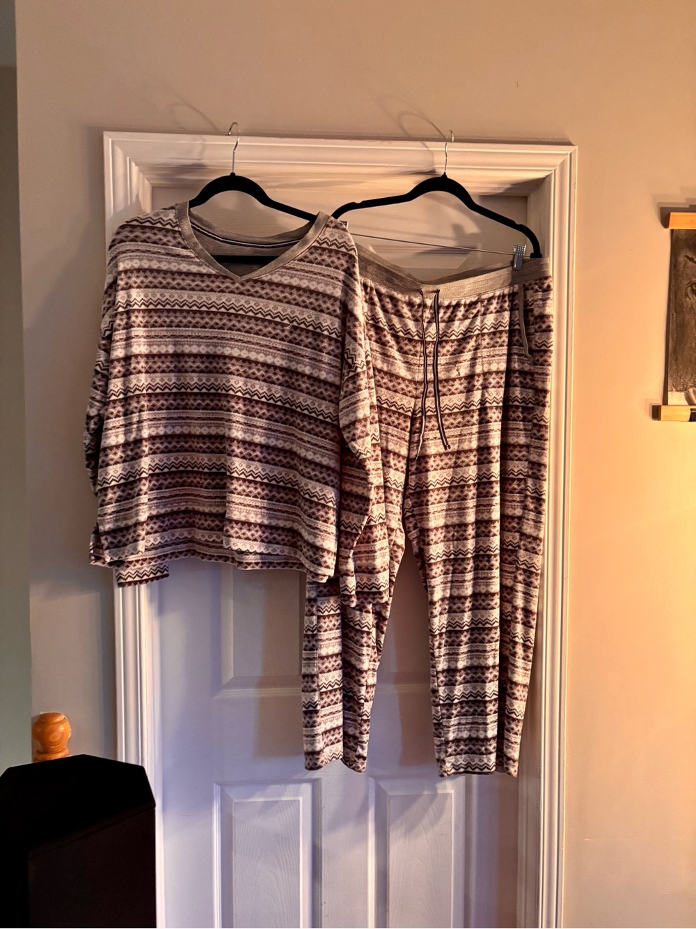 Nautica Fair Isle Pyjamas in Cream & Brown Stripes